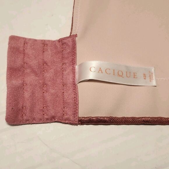 Cacique Lightly Lined Full Coverage Underwire Bra 42F Salmon Pink Lace - Picture 5 of 7